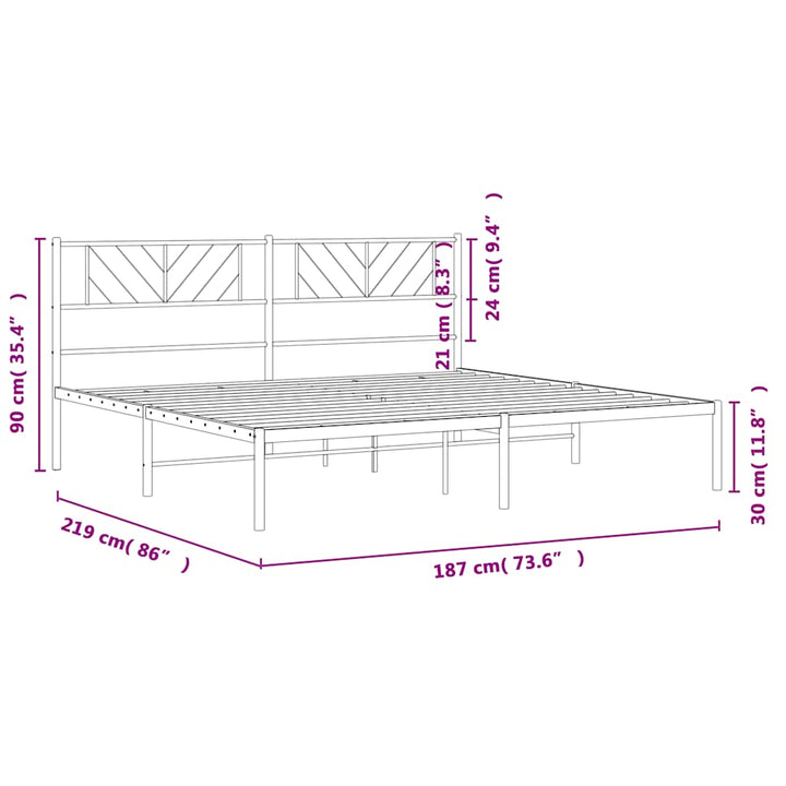 sengeramme med sengegavl 183x213 cm metal hvid