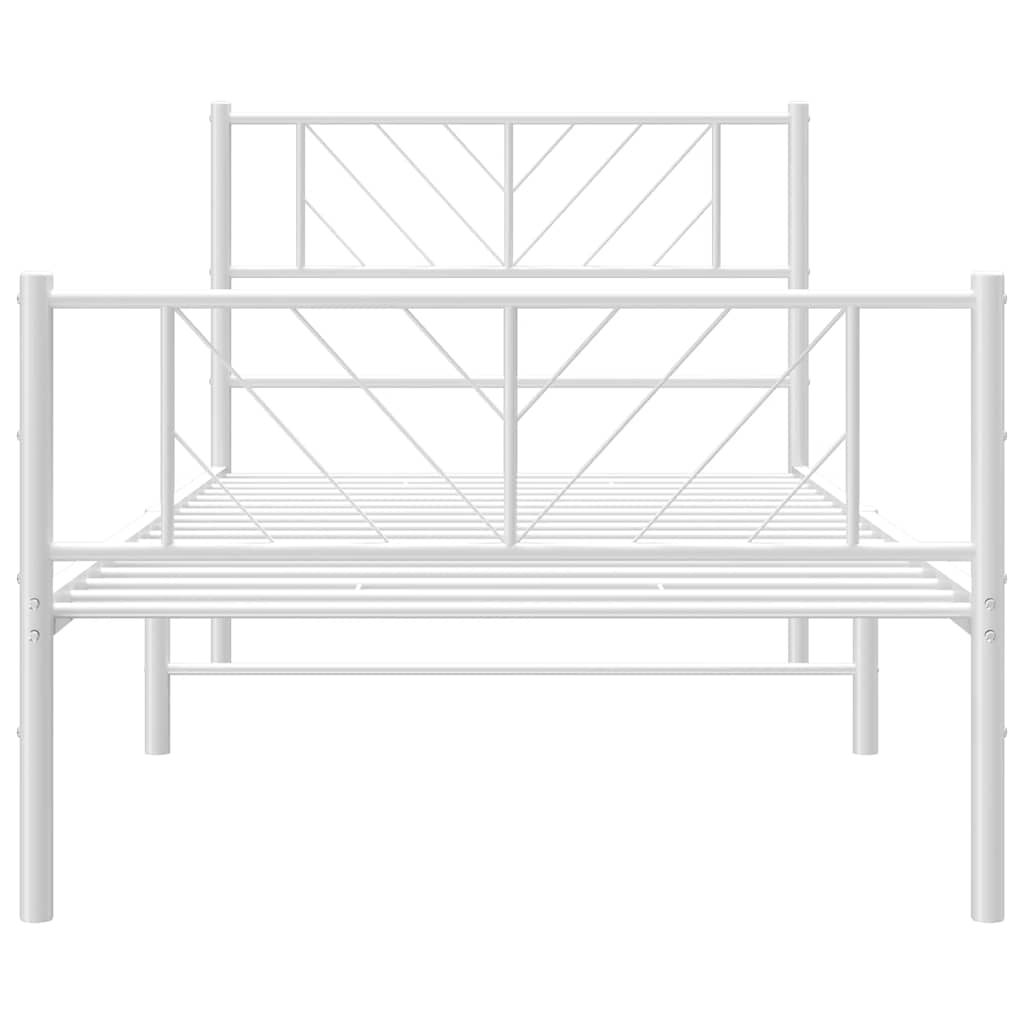 sengeramme med sengegavl og fodgærde 100x190 cm metal hvid