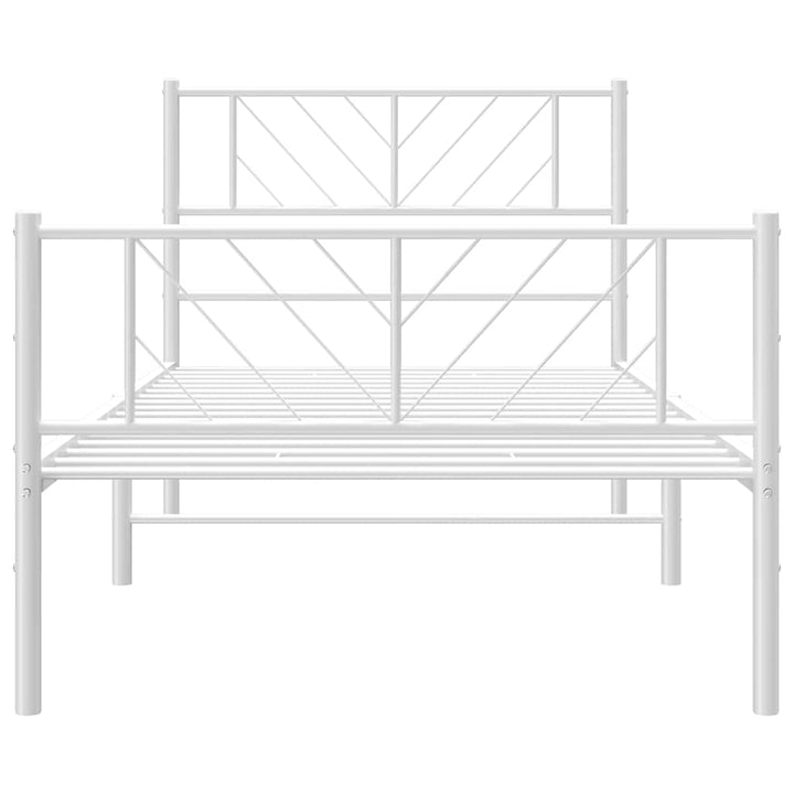 sengeramme med sengegavl og fodgærde 100x190 cm metal hvid