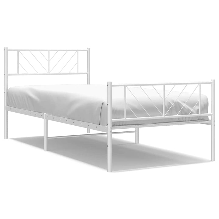 sengeramme med sengegavl og fodgærde 100x200 cm metal hvid