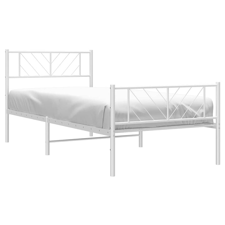 sengeramme med sengegavl og fodgærde 100x200 cm metal hvid