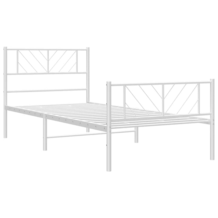 sengeramme med sengegavl og fodgærde 100x200 cm metal hvid
