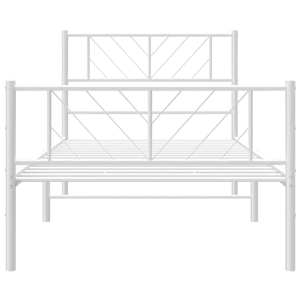 sengeramme med sengegavl og fodgærde 100x200 cm metal hvid
