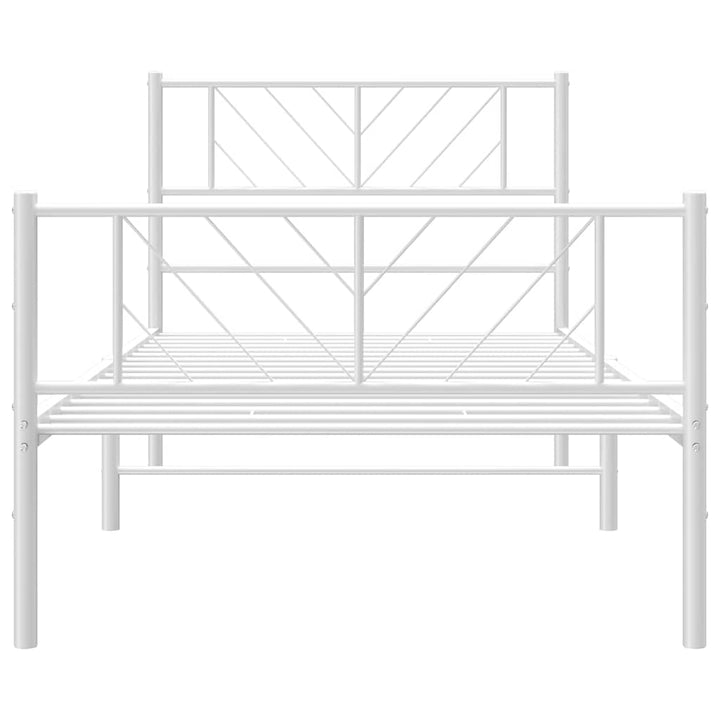 sengeramme med sengegavl og fodgærde 100x200 cm metal hvid