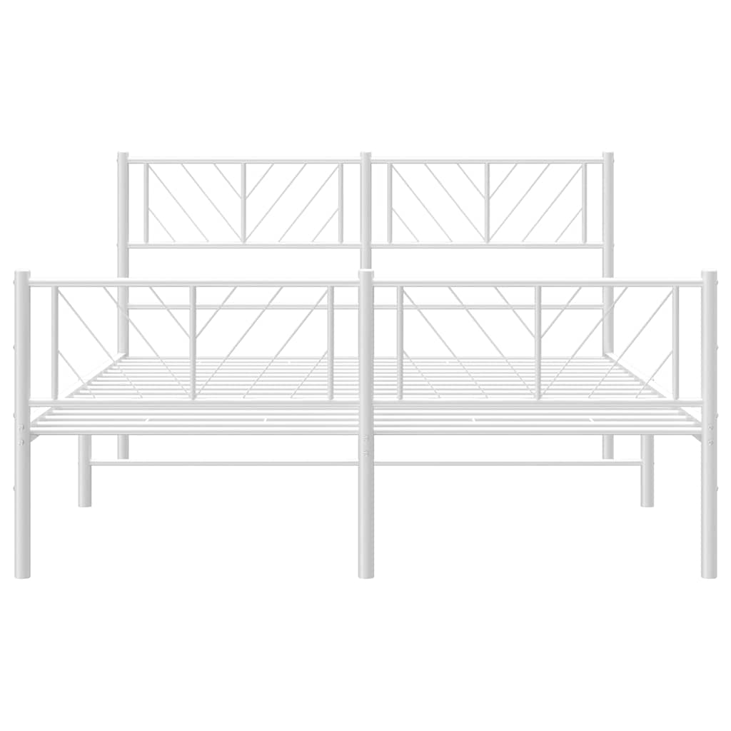 sengeramme med sengegavl og fodgærde 135x190 cm metal hvid