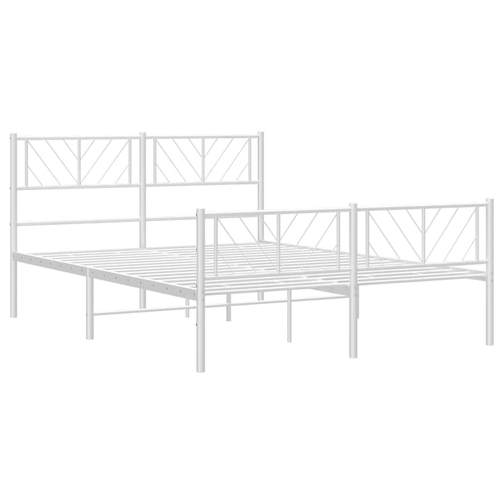 sengeramme med sengegavl og fodgærde 150x200 cm metal hvid