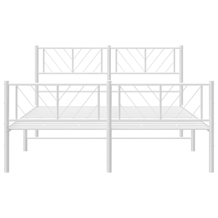 sengeramme med sengegavl og fodgærde 150x200 cm metal hvid