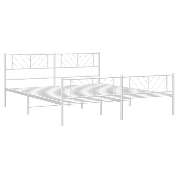 sengeramme med sengegavl og fodgærde 193x203 cm metal hvid