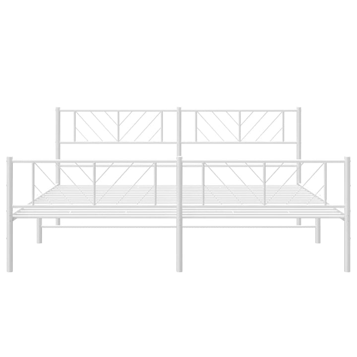 sengeramme med sengegavl og fodgærde 193x203 cm metal hvid