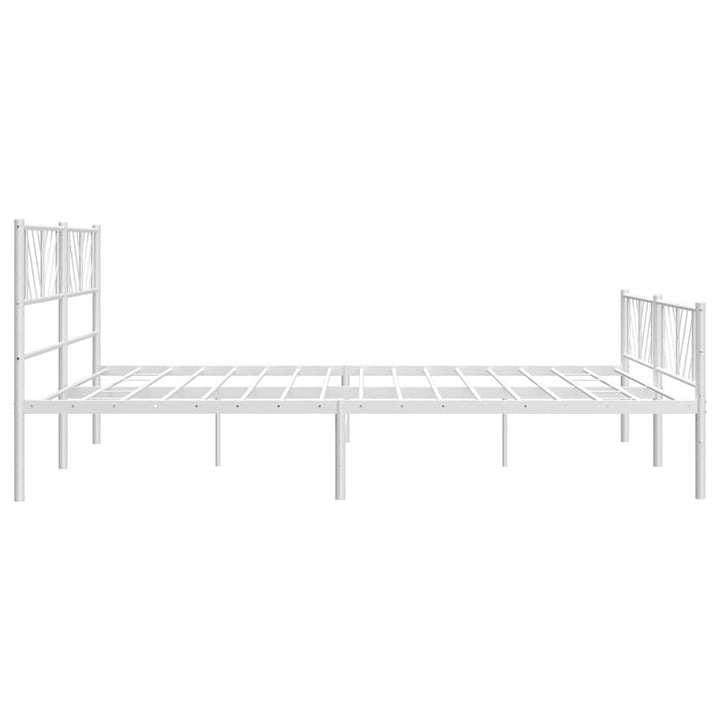sengeramme med sengegavl og fodgærde 193x203 cm metal hvid