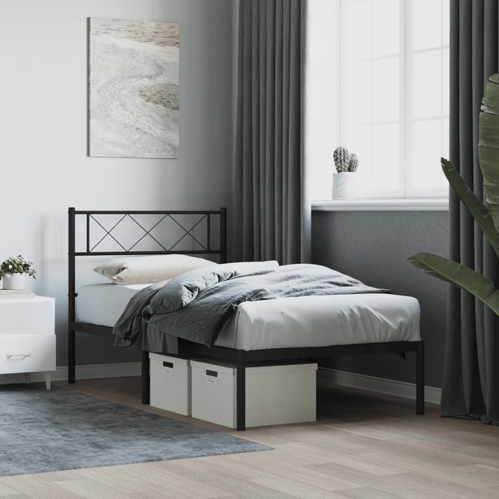 sengeramme med sengegavl 90x200 cm metal sort