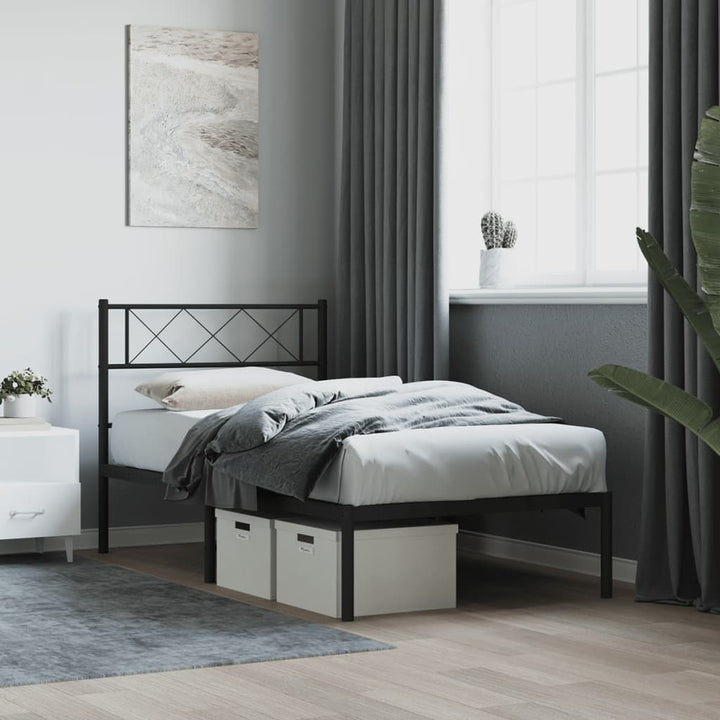 sengeramme med sengegavl 90x200 cm metal sort