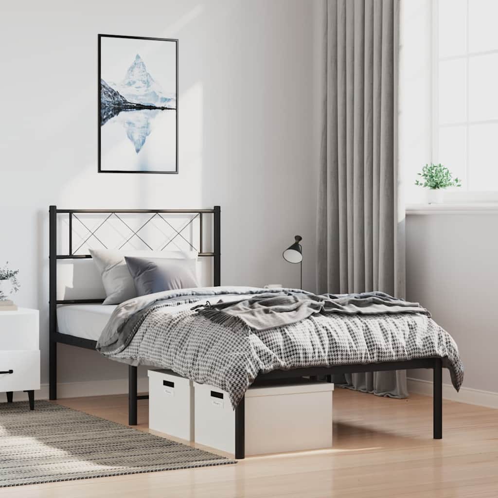 sengeramme med sengegavl 100x190 cm metal sort
