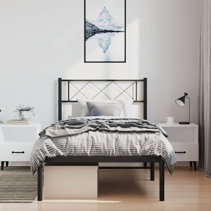 sengeramme med sengegavl 100x190 cm metal sort