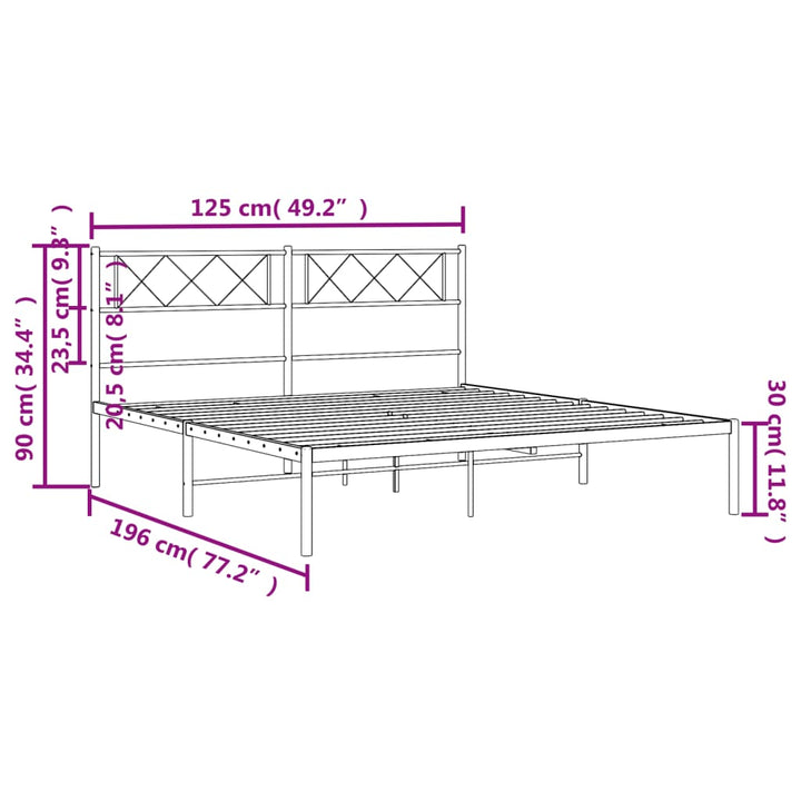 sengeramme med sengegavl 120x190 cm metal sort