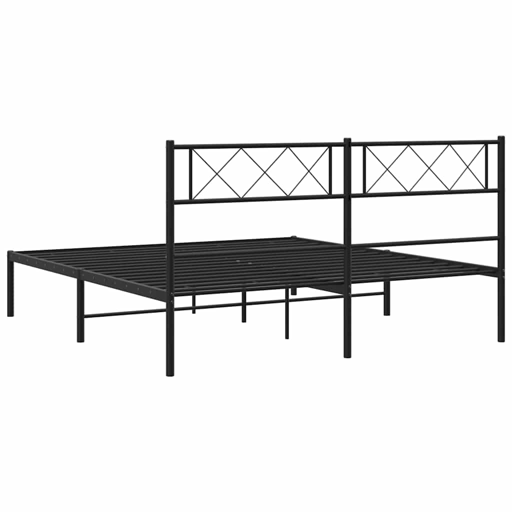 sengeramme med sengegavl 135x190 cm metal sort