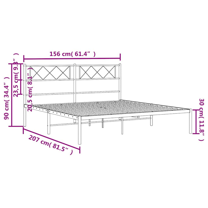 sengeramme med sengegavl 150x200 cm metal sort