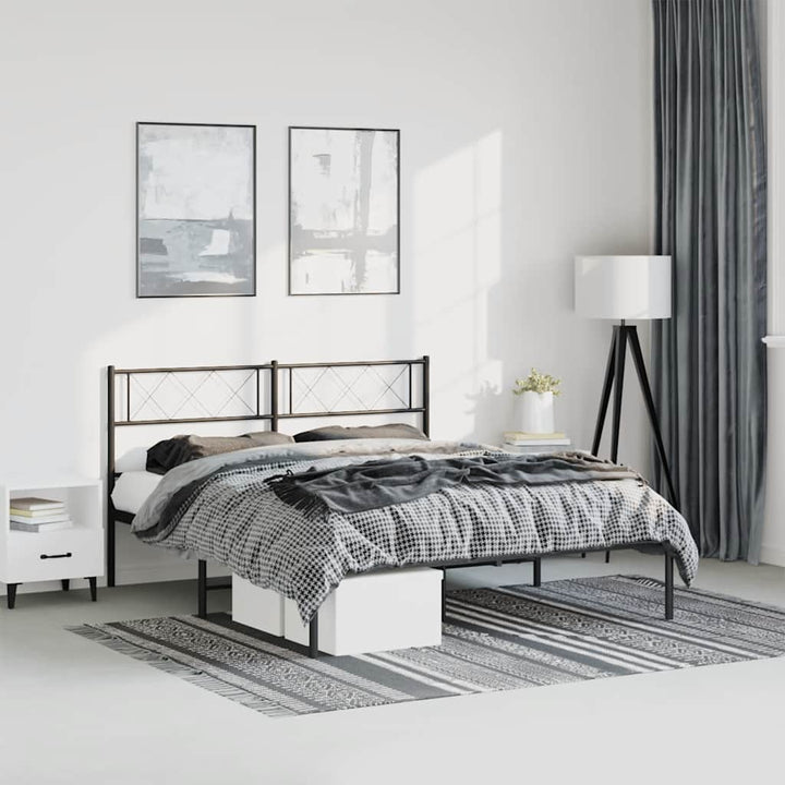 sengeramme med sengegavl 150x200 cm metal sort