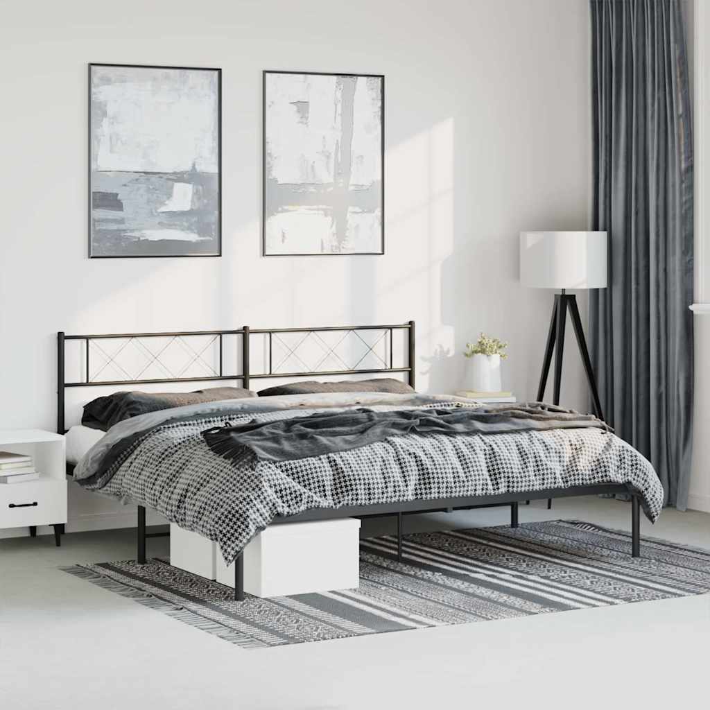 sengeramme med sengegavl 183x213 cm metal sort