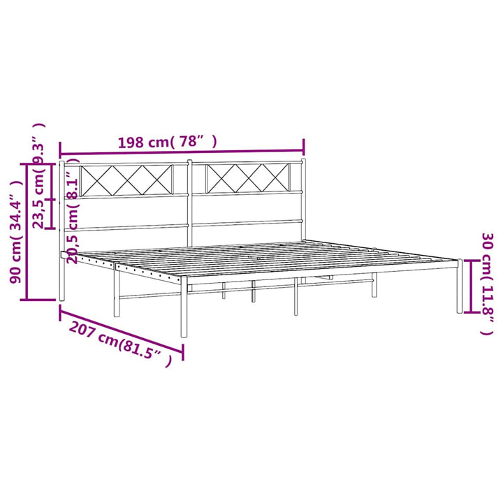 sengeramme med sengegavl 193x203 cm metal sort