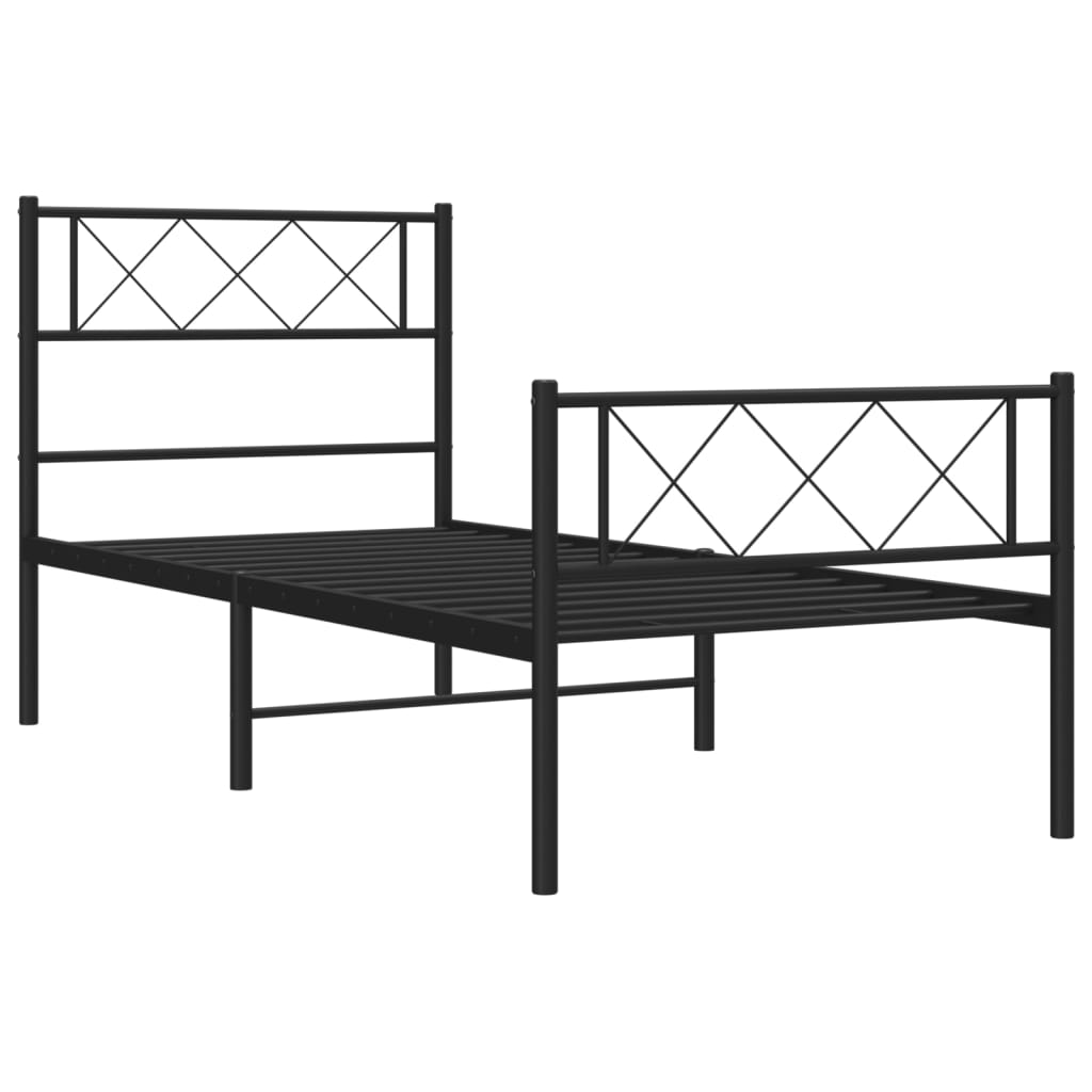 sengeramme med sengegavl og fodgærde 90x190 cm metal sort
