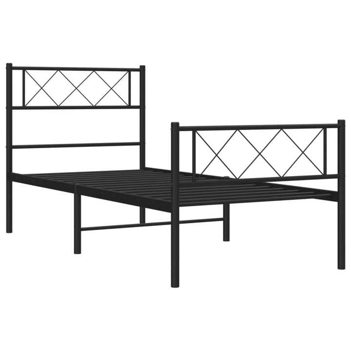 sengeramme med sengegavl og fodgærde 90x200 cm metal sort