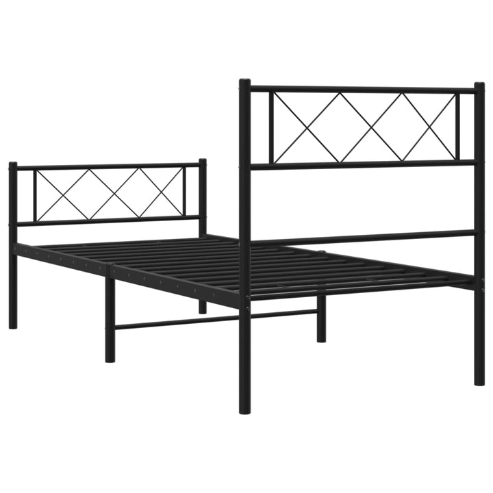 sengeramme med sengegavl og fodgærde 90x200 cm metal sort