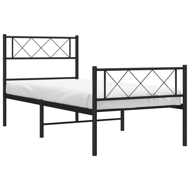 sengeramme med sengegavl og fodgærde 100x190 cm metal sort
