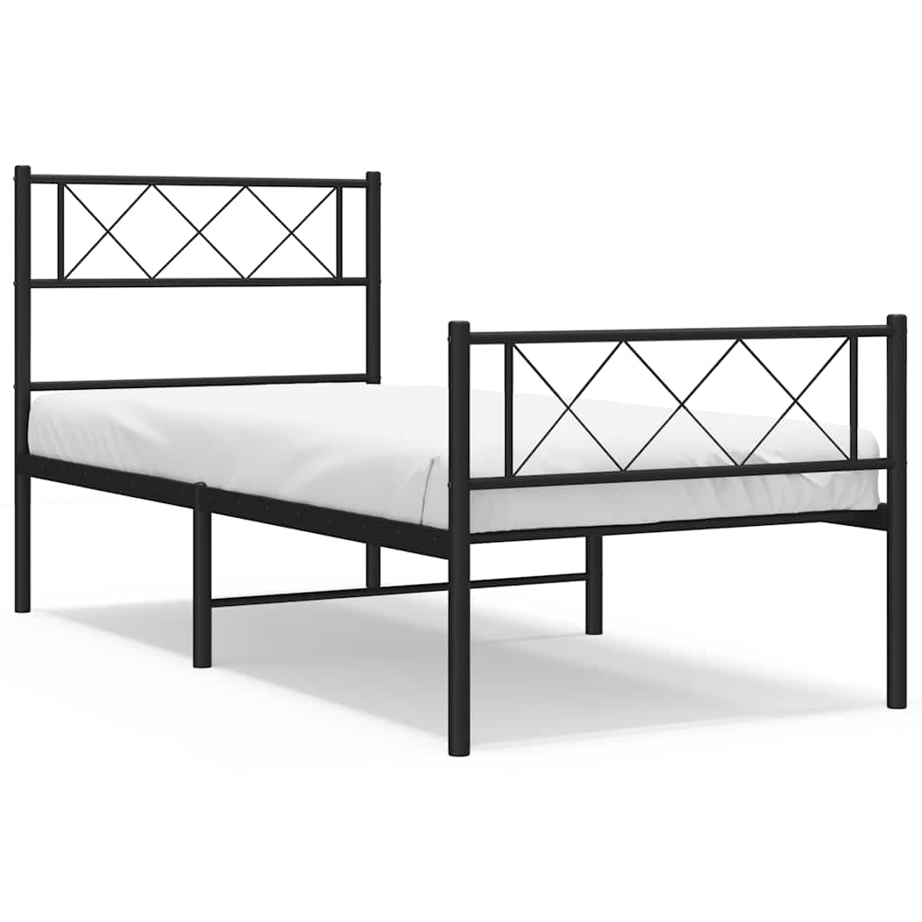 sengeramme med sengegavl og fodgærde 100x200 cm metal sort