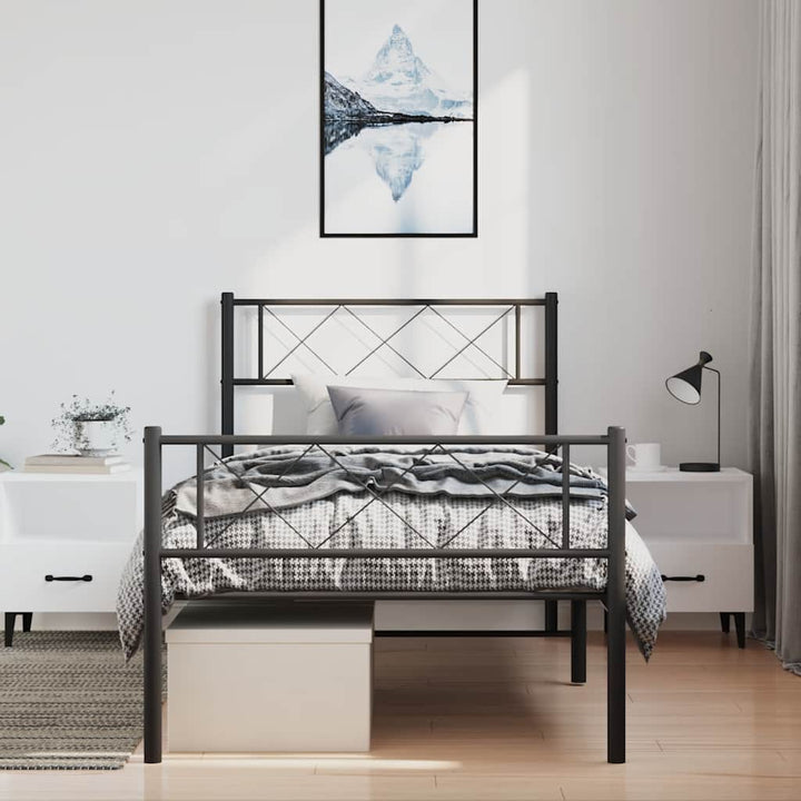 sengeramme med sengegavl og fodgærde 100x200 cm metal sort