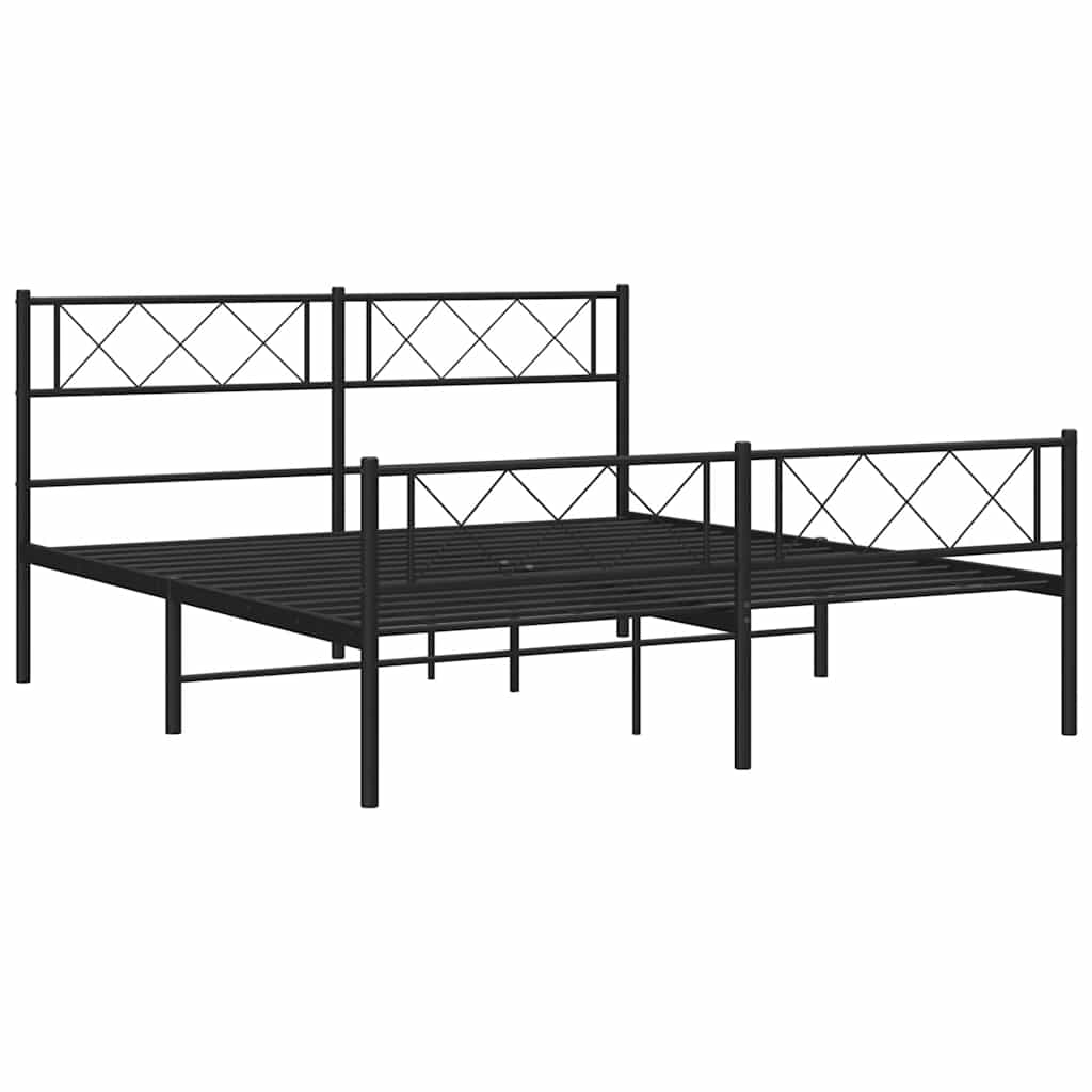 sengeramme med sengegavl og fodgærde 120x190 cm metal sort