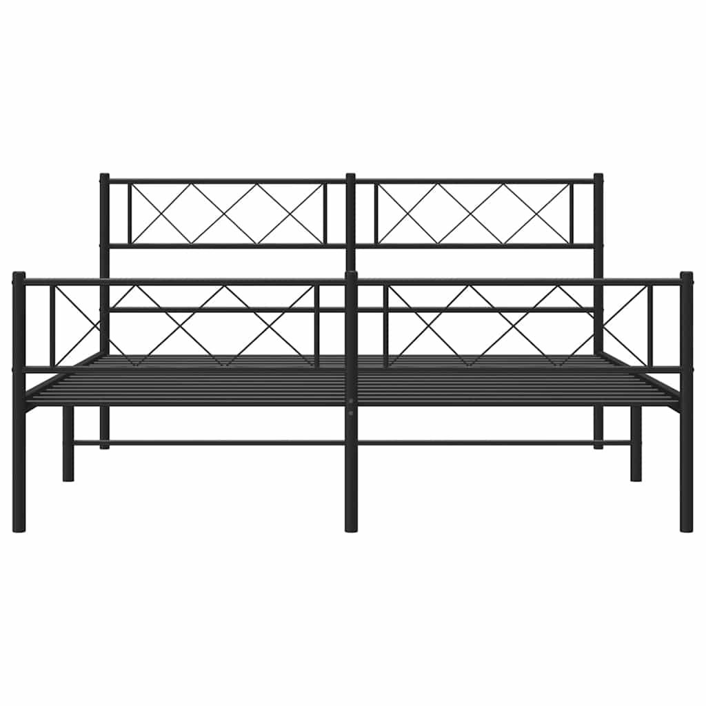 sengeramme med sengegavl og fodgærde 120x200 cm metal sort