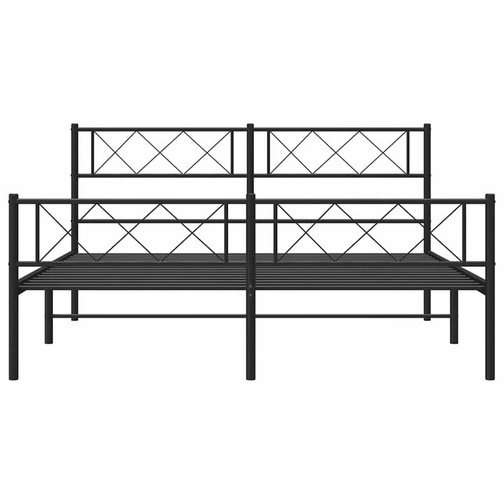 sengeramme med sengegavl og fodgærde 135x190 cm metal sort