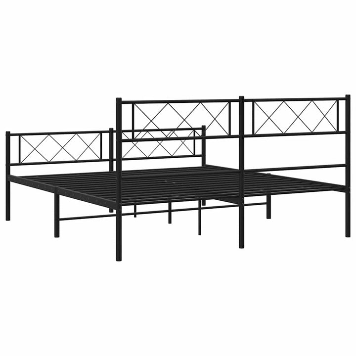 sengeramme med sengegavl og fodgærde 135x190 cm metal sort