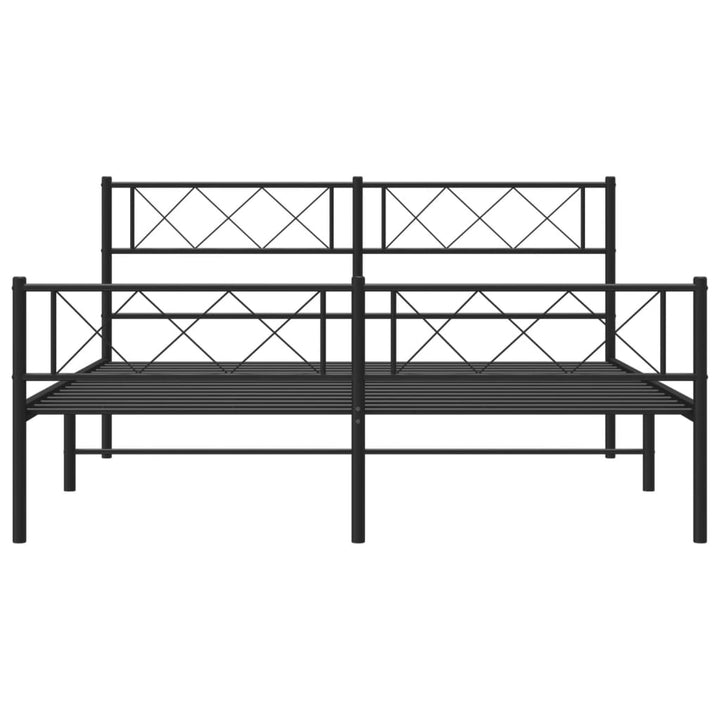 sengeramme med sengegavl og fodgærde 140x200 cm metal sort