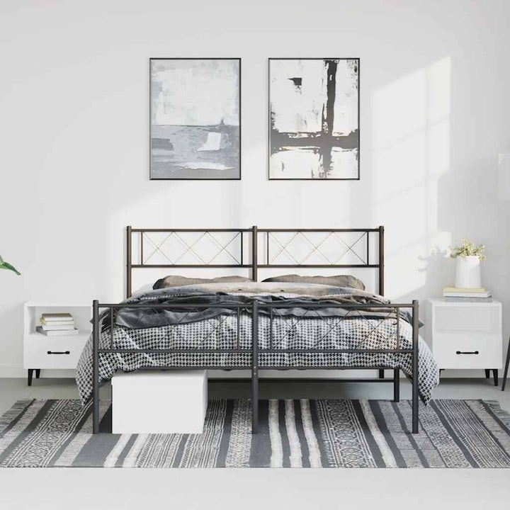 sengeramme med sengegavl og fodgærde 150x200 cm metal sort