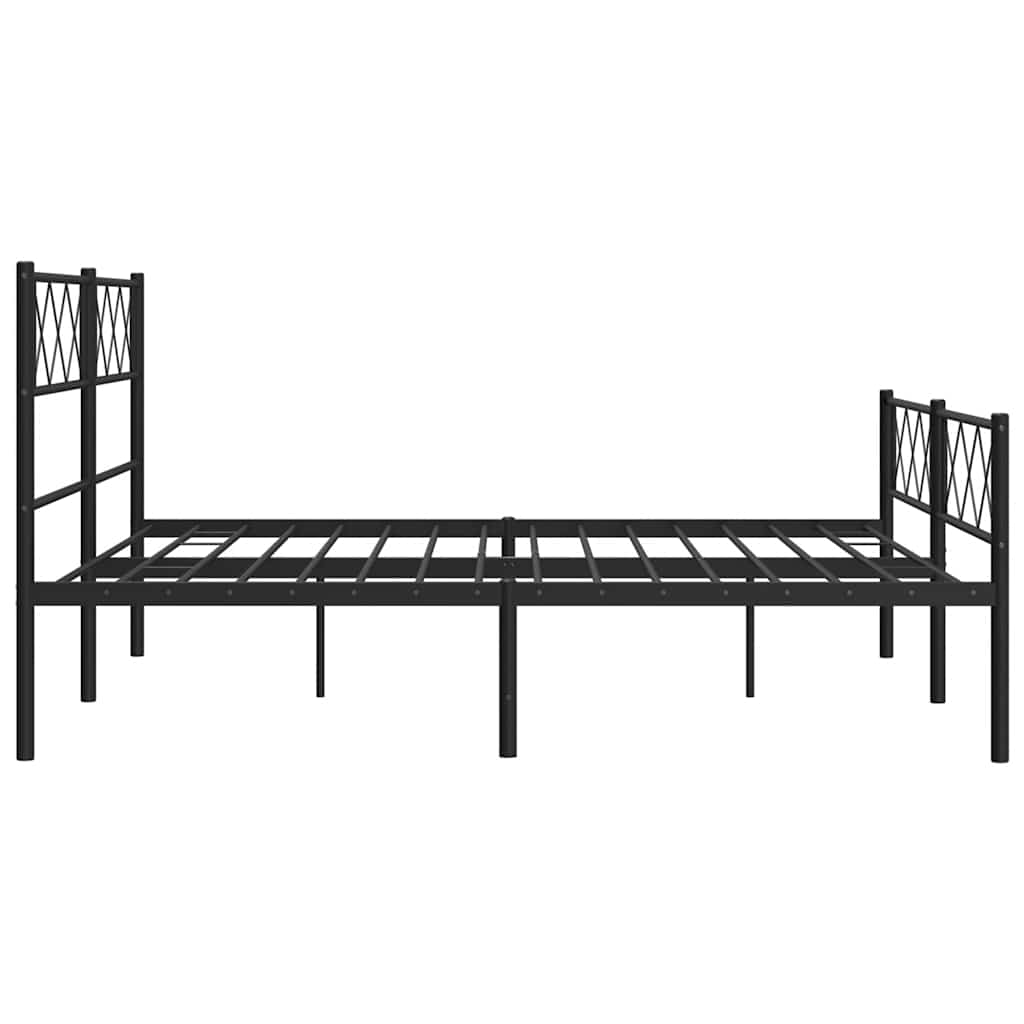 sengeramme med sengegavl og fodgærde 150x200 cm metal sort