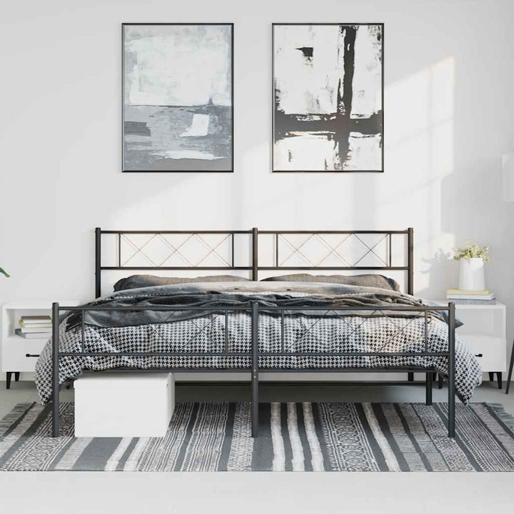 sengeramme med sengegavl og fodgærde 183x213 cm metal sort