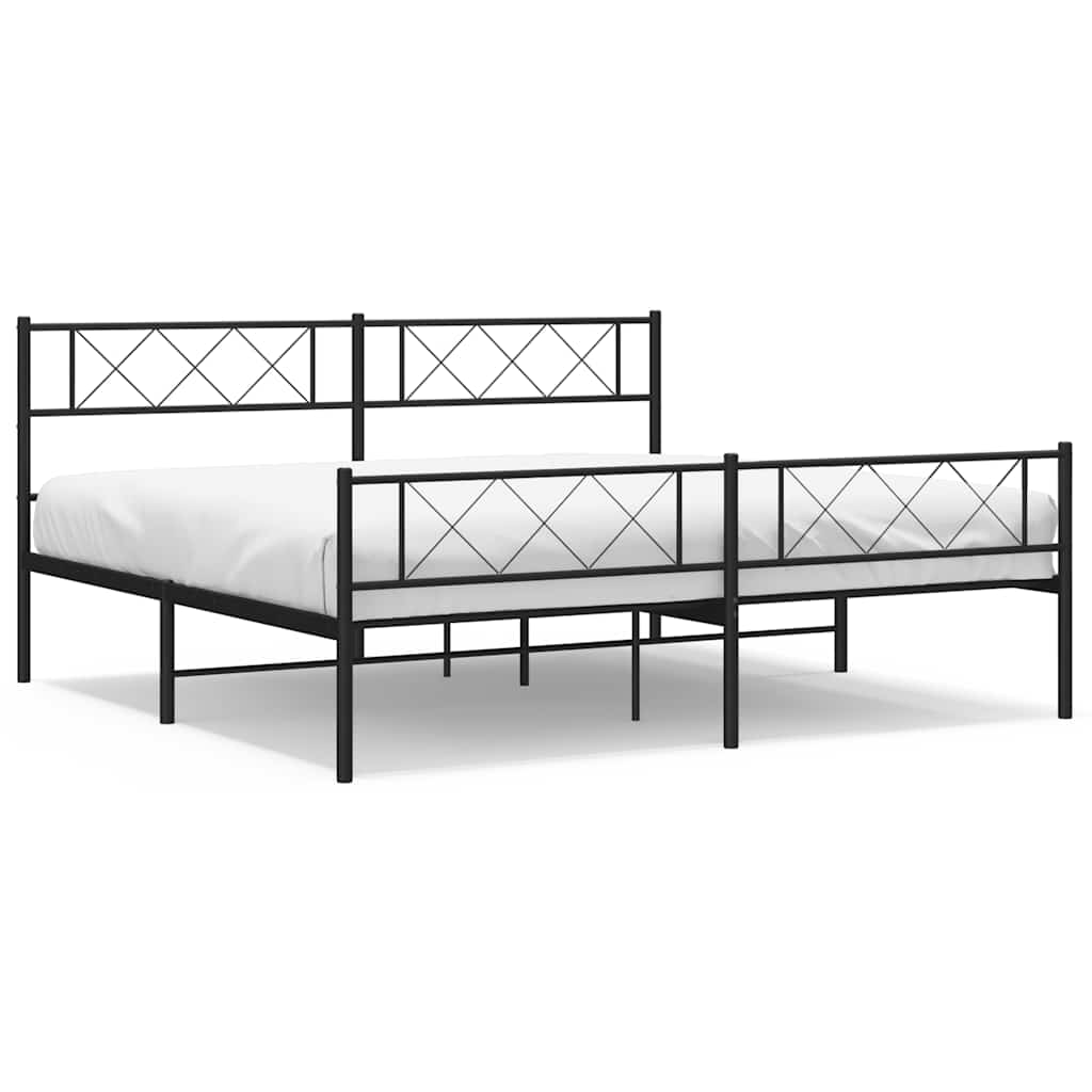 sengeramme med sengegavl og fodgærde 193x203 cm metal sort