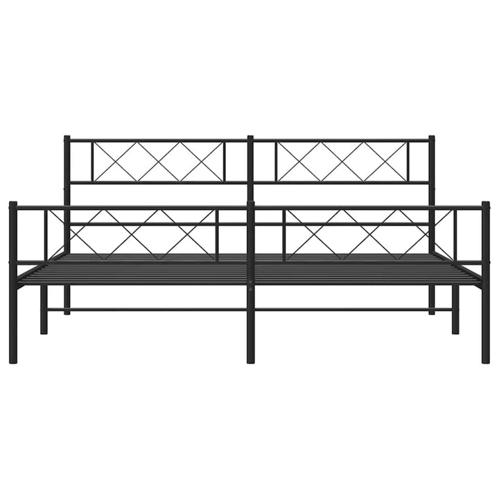 sengeramme med sengegavl og fodgærde 193x203 cm metal sort