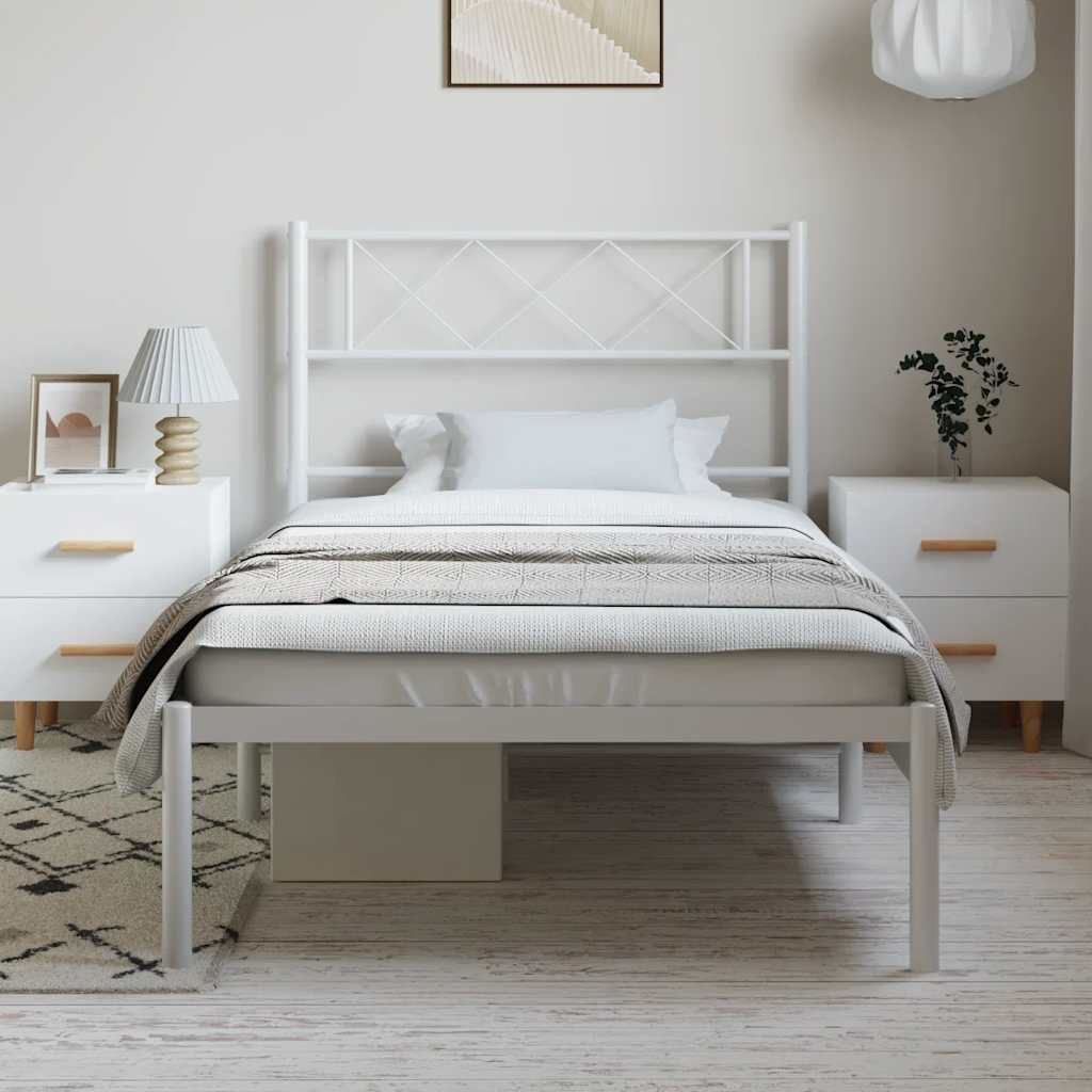 sengeramme med sengegavl 100x190 cm metal hvid