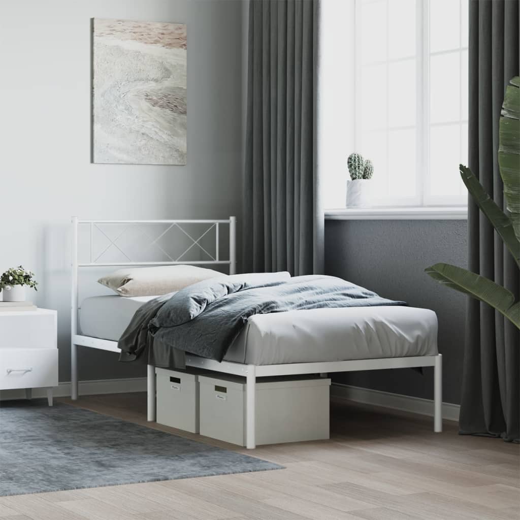 sengeramme med sengegavl 107x203 cm metal hvid