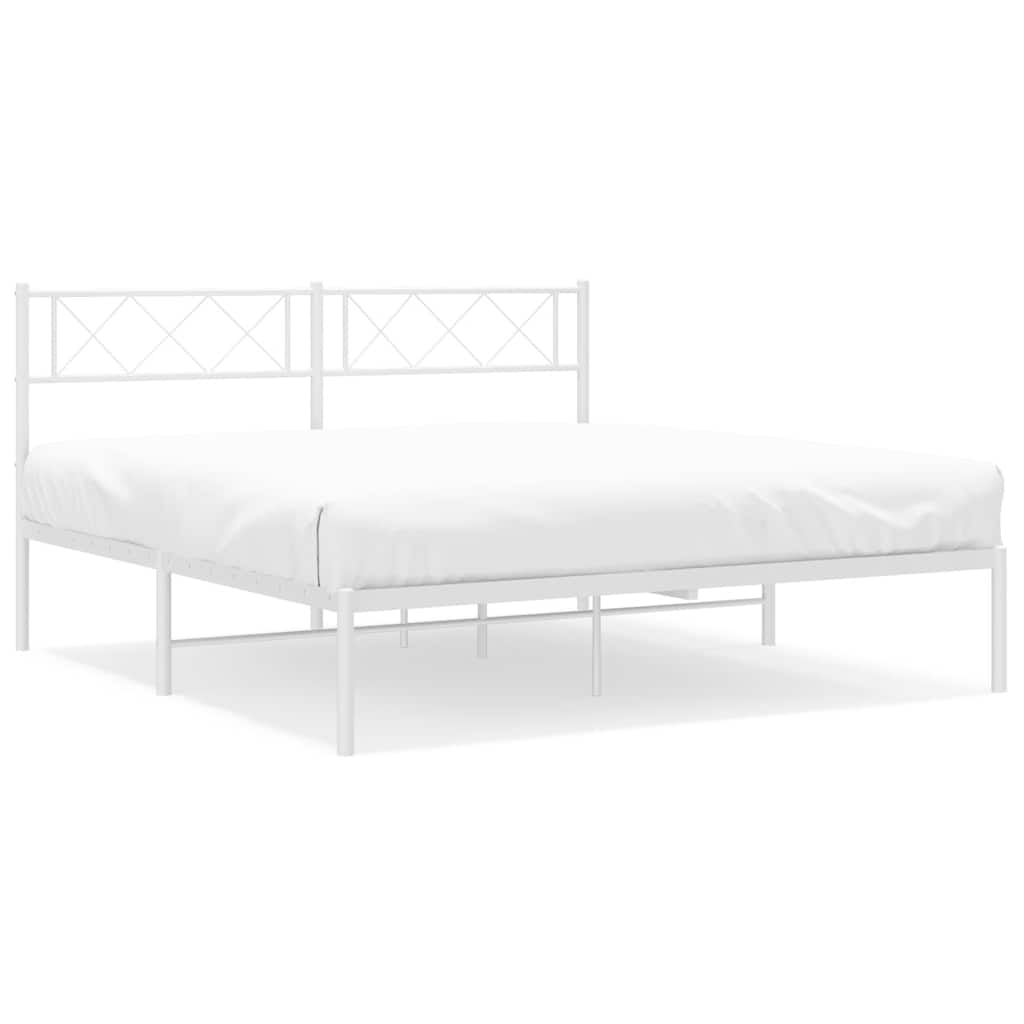 sengeramme med sengegavl 135x190 cm metal hvid