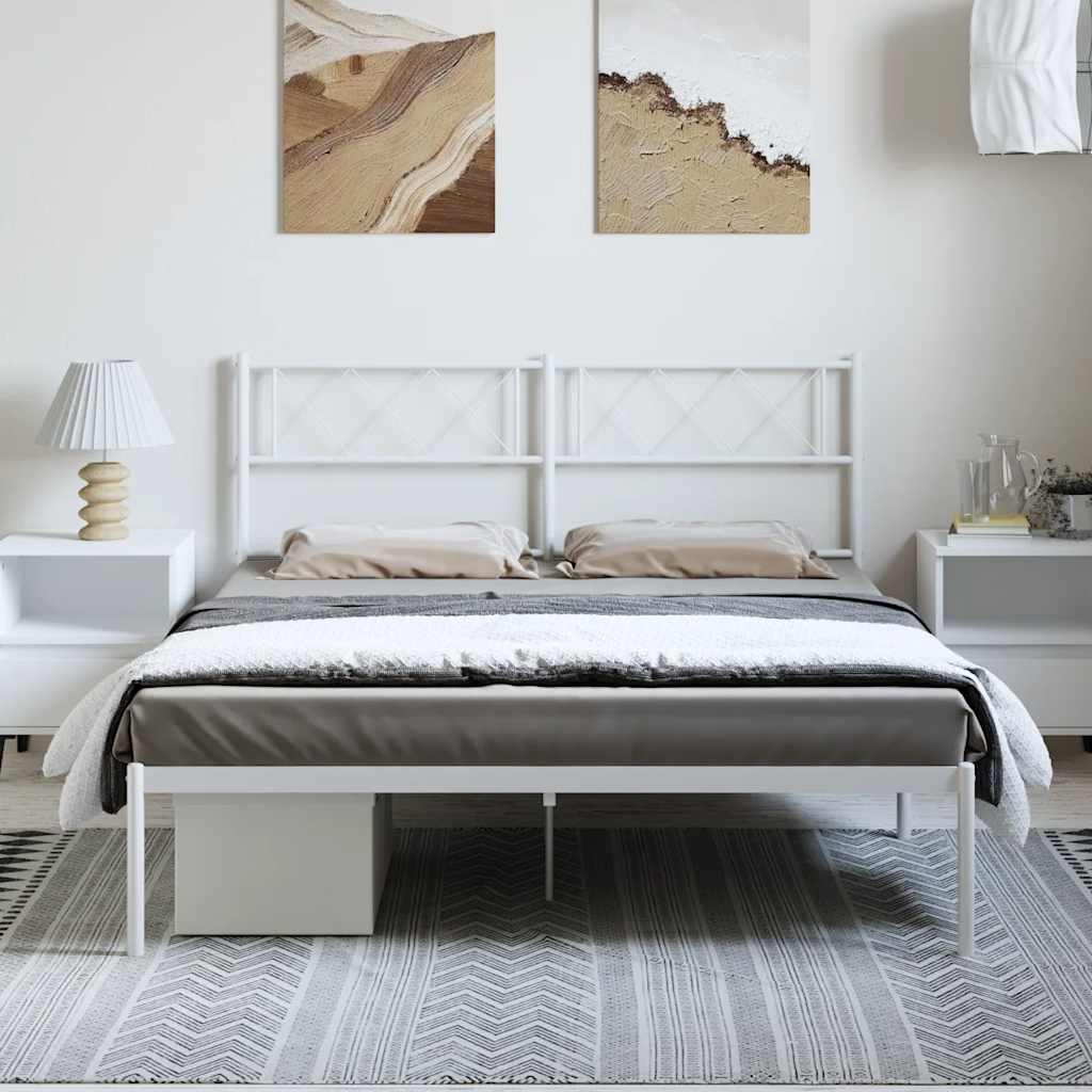 sengeramme med sengegavl 135x190 cm metal hvid