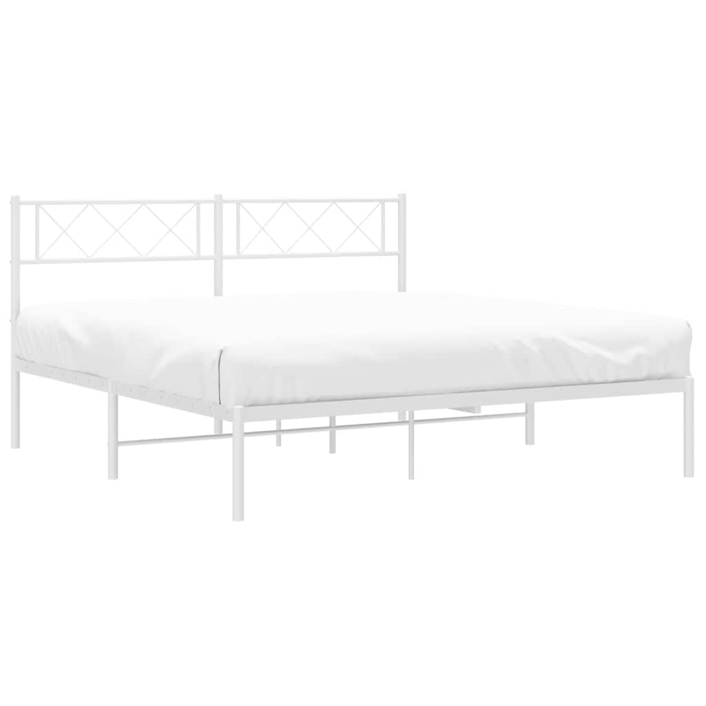 sengeramme med sengegavl 135x190 cm metal hvid