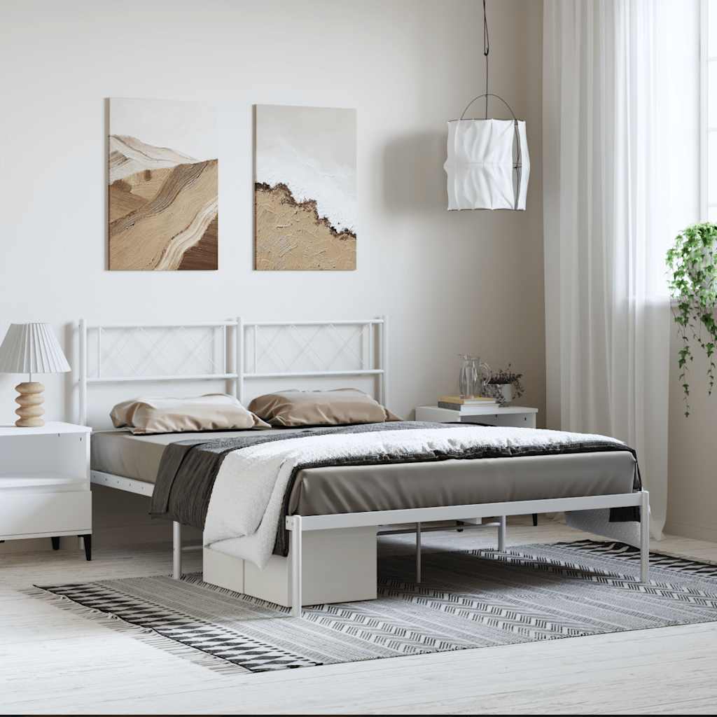 sengeramme med sengegavl 135x190 cm metal hvid