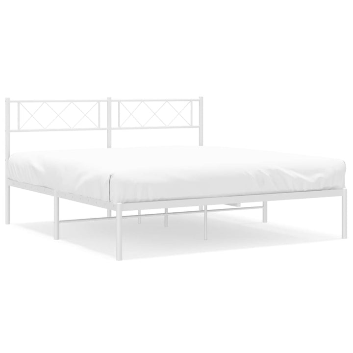 sengeramme med sengegavl 160x200 cm metal hvid