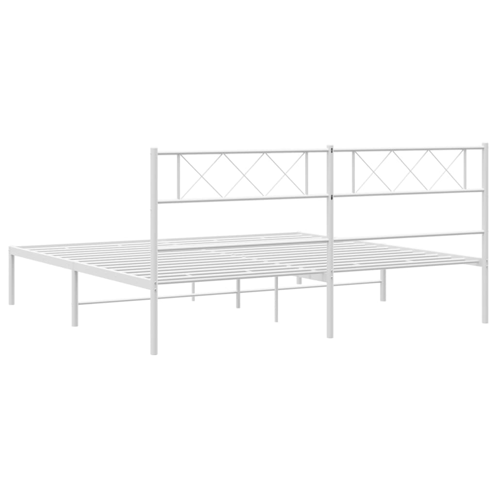 sengeramme med sengegavl 160x200 cm metal hvid