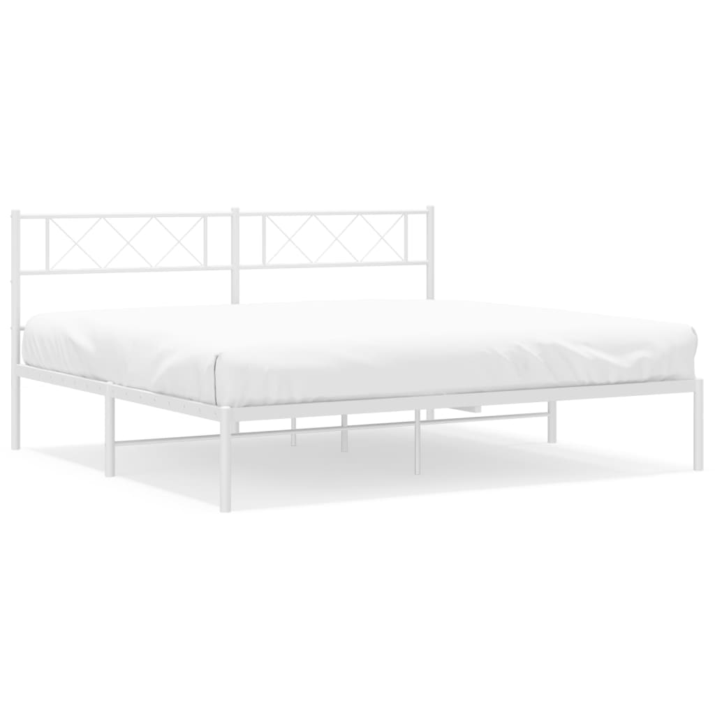 sengeramme med sengegavl 180x200 cm metal hvid