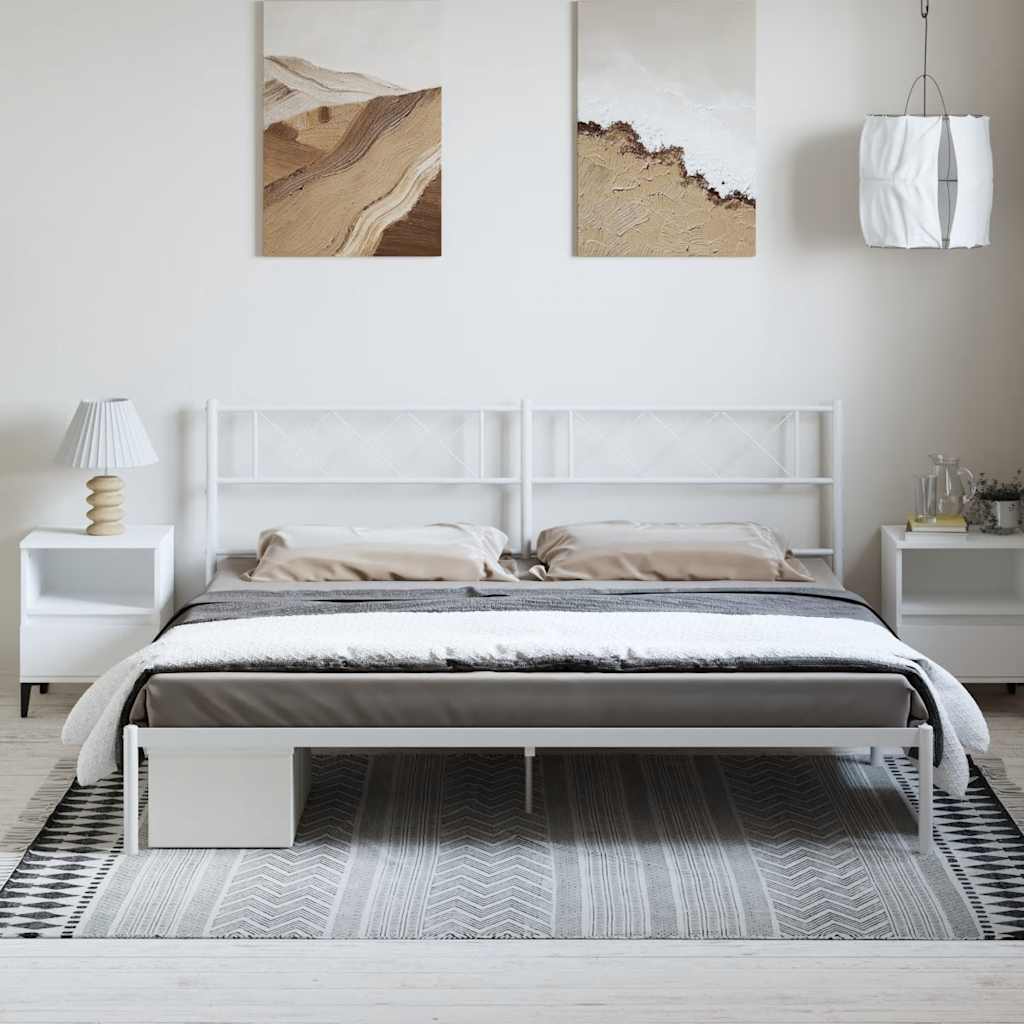 sengeramme med sengegavl 183x213 cm metal hvid